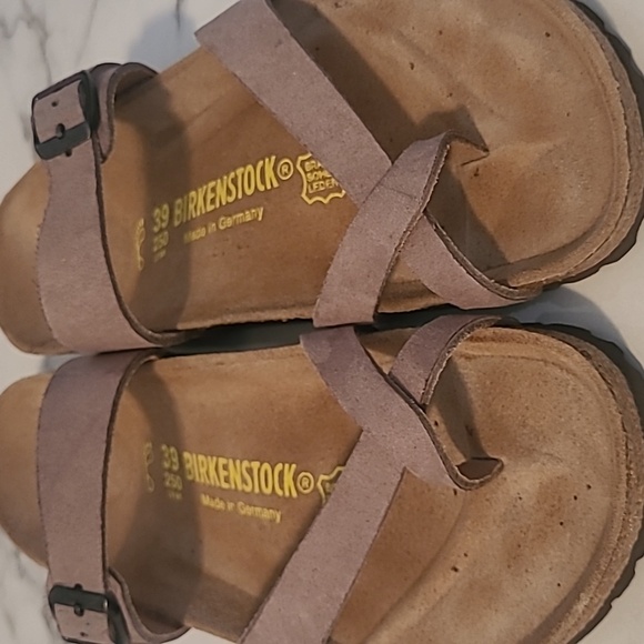 Birkenstock Mayari Taupe Tan Leather Thong Strappy Sandals W8 M6 Boho Casual - Picture 7 of 12